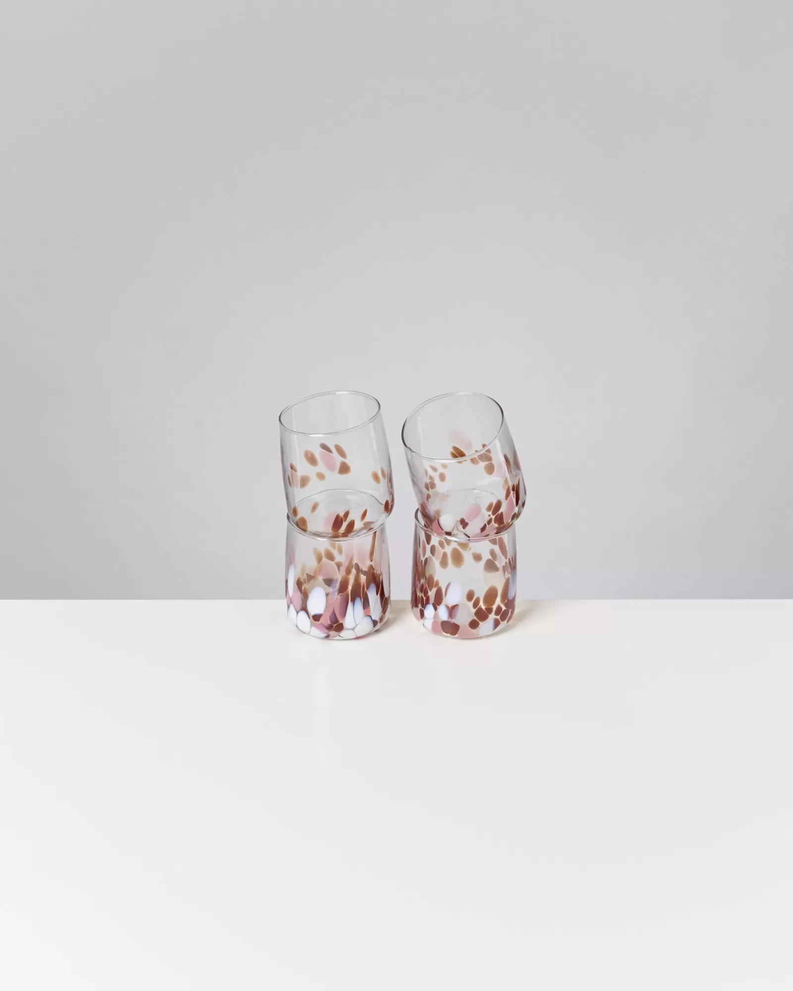 Motel a Miio Alegria Set Of 4 Glasses Small big drops amber pink Clearance