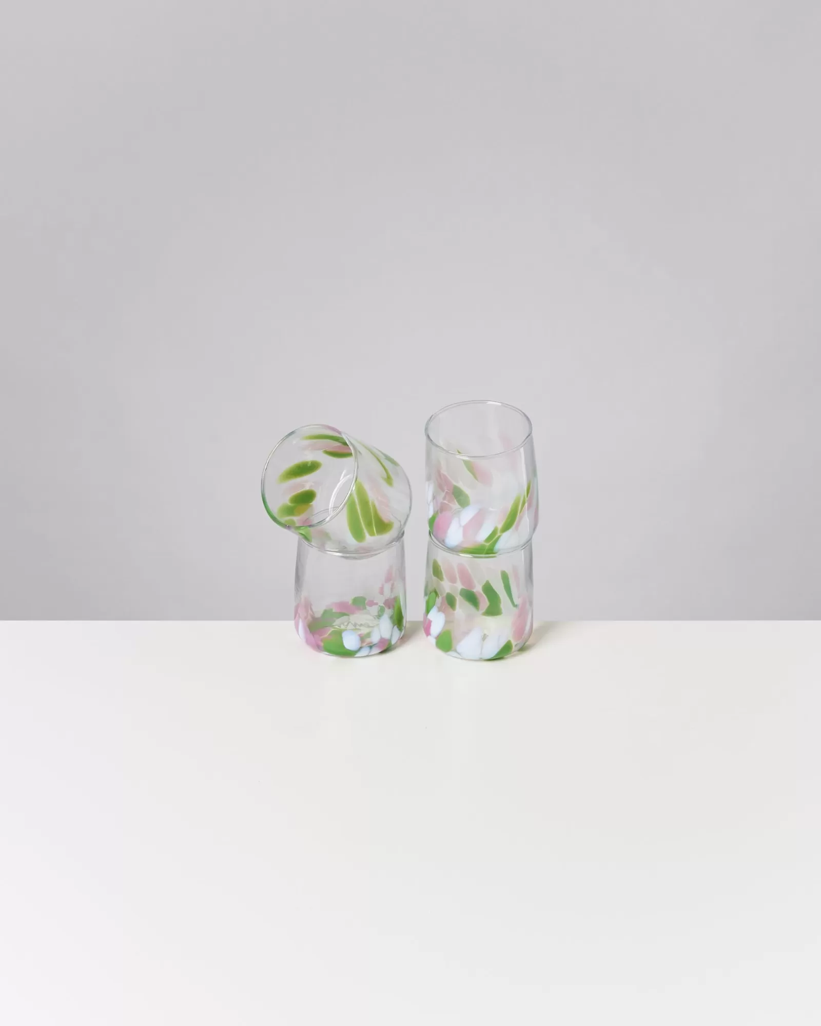 Motel a Miio Alegria Set Of 4 Glasses Small big drops pink green Best Sale