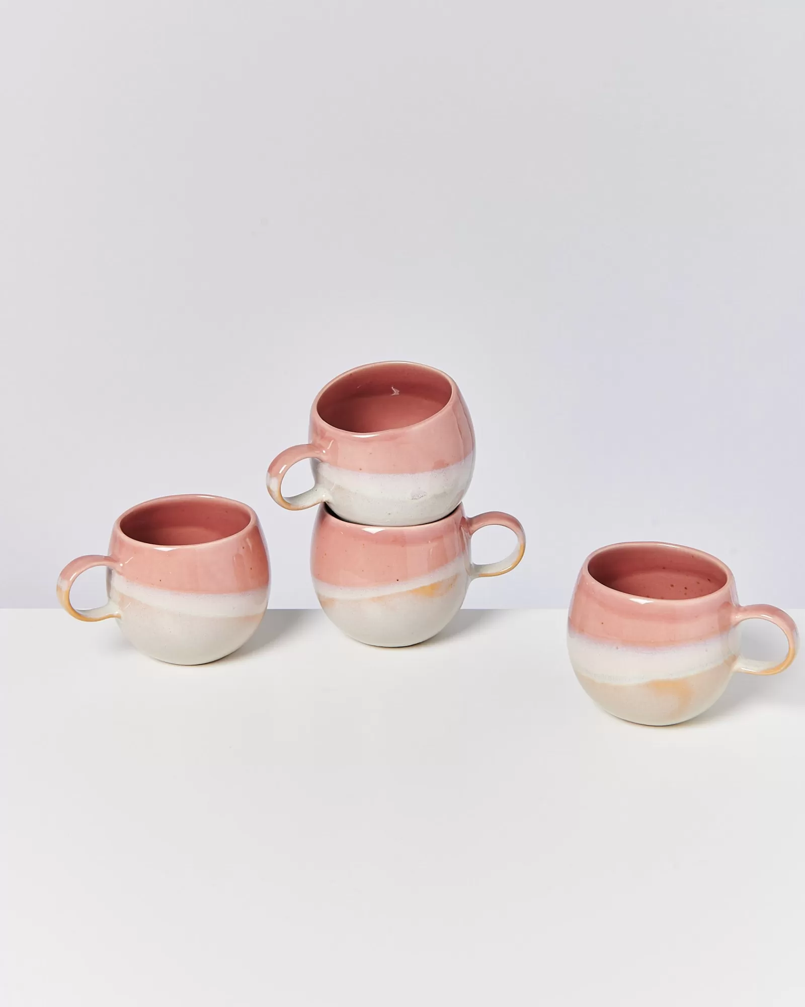 Motel a Miio Bica - Set Of 4 Mugs Big pink cream Cheap